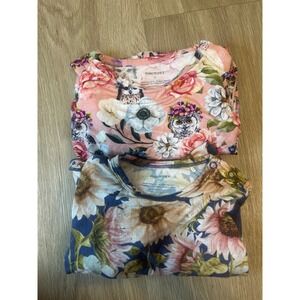 Posh Peanut Toddler Girl 2T Floral Owl Sunflower Ruffle Romper Set 2 Pack Bamboo